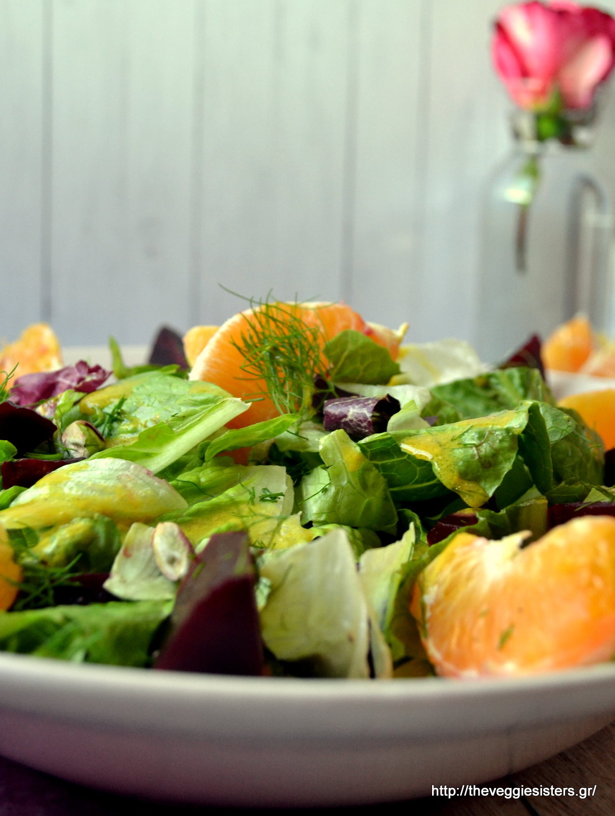 Πράσινη σαλάτα με παντζάρι κ πορτοκάλι - Green beet orange salad